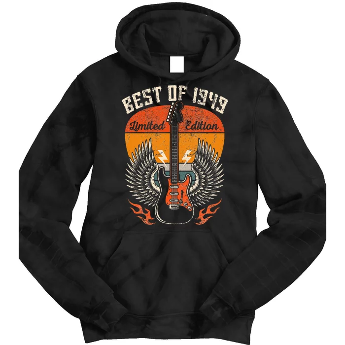 1949 Birthday Gifts Guitar Lovers 75th Tie Dye Hoodie