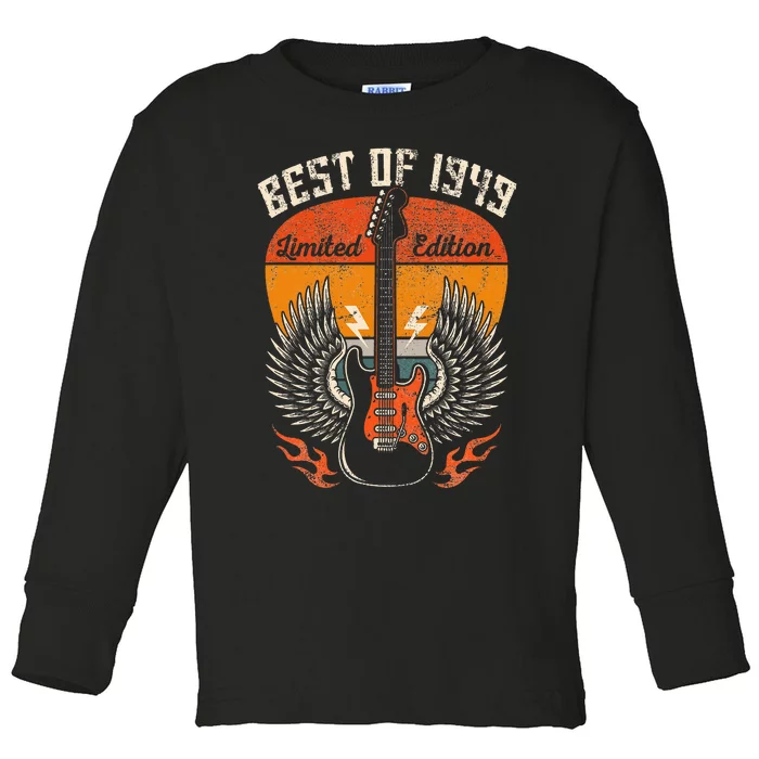 1949 Birthday Gifts Guitar Lovers 75th Toddler Long Sleeve Shirt