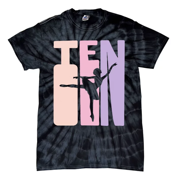 10th Birthday Gift Ballet Dancer 10 Years Old Ballerina Tie-Dye T-Shirt