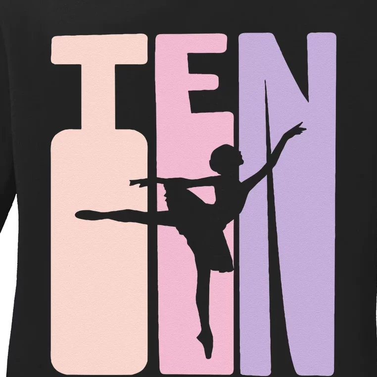 10th Birthday Gift Ballet Dancer 10 Years Old Ballerina Ladies Long Sleeve Shirt