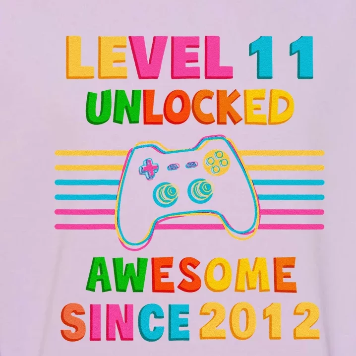 11th Birthday Gifts Level 11 Unlocked 11 Years Old Gamer Garment-Dyed Sweatshirt