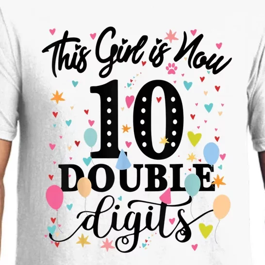 10th Birthday Gifts Shirt This Girl Is Now 10 Double Digits Pajama Set