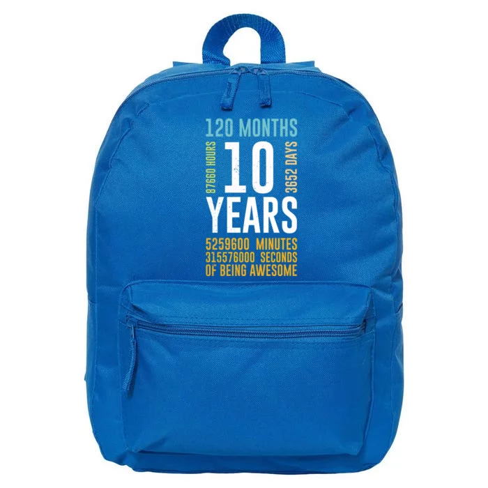 10th Birthday Gift 10 Years Old Vintage Retro 120 Months 16 in Basic Backpack