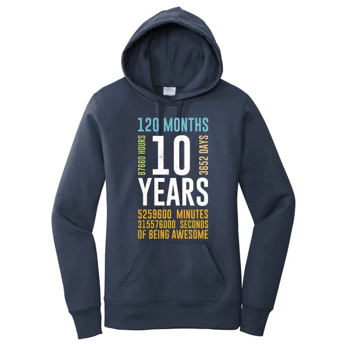 10th Birthday Gift 10 Years Old Vintage Retro 120 Months Women's Pullover Hoodie