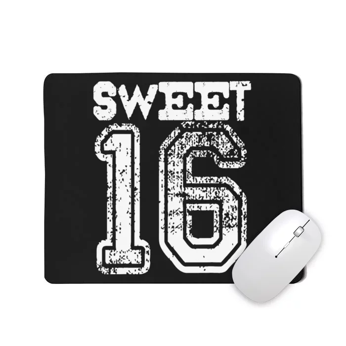 16th Birthday Gift Sweet Sixteen 16 Cracked Grunge Mousepad