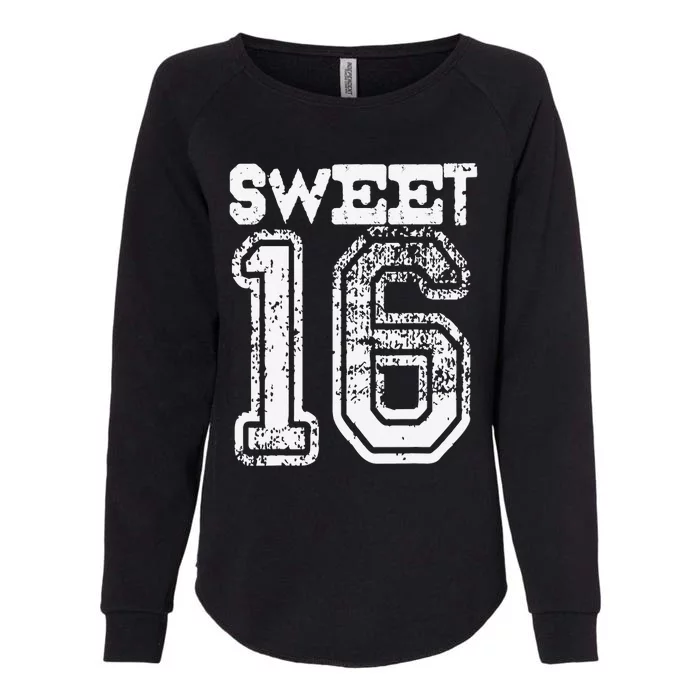 16th Birthday Gift Sweet Sixteen 16 Cracked Grunge Womens California Wash Sweatshirt