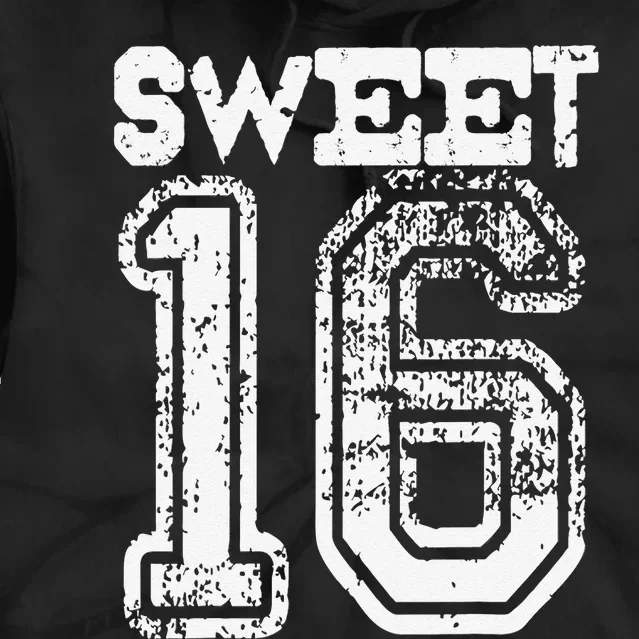 16th Birthday Gift Sweet Sixteen 16 Cracked Grunge Tie Dye Hoodie