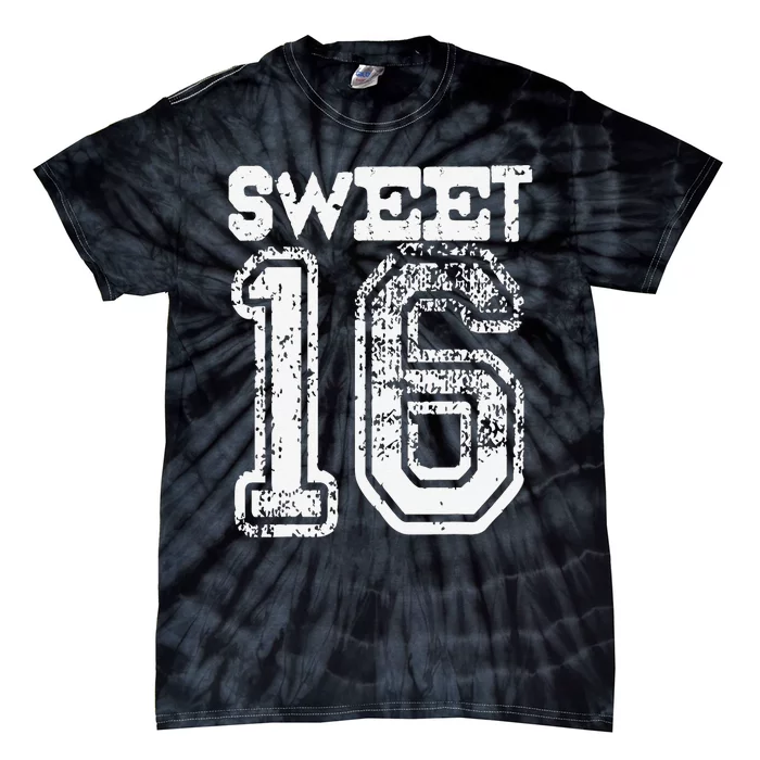 16th Birthday Gift Sweet Sixteen 16 Cracked Grunge Tie-Dye T-Shirt