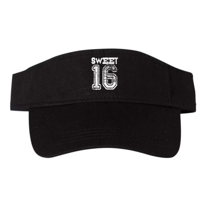 16th Birthday Gift Sweet Sixteen 16 Cracked Grunge Valucap Bio-Washed Visor