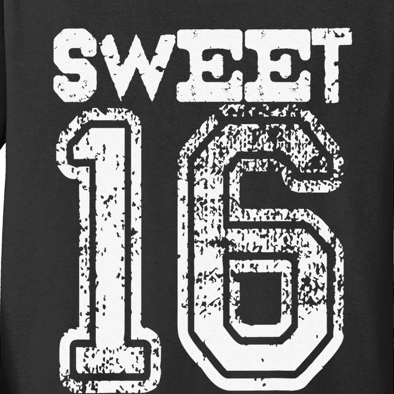 16th Birthday Gift Sweet Sixteen 16 Cracked Grunge Kids Long Sleeve Shirt