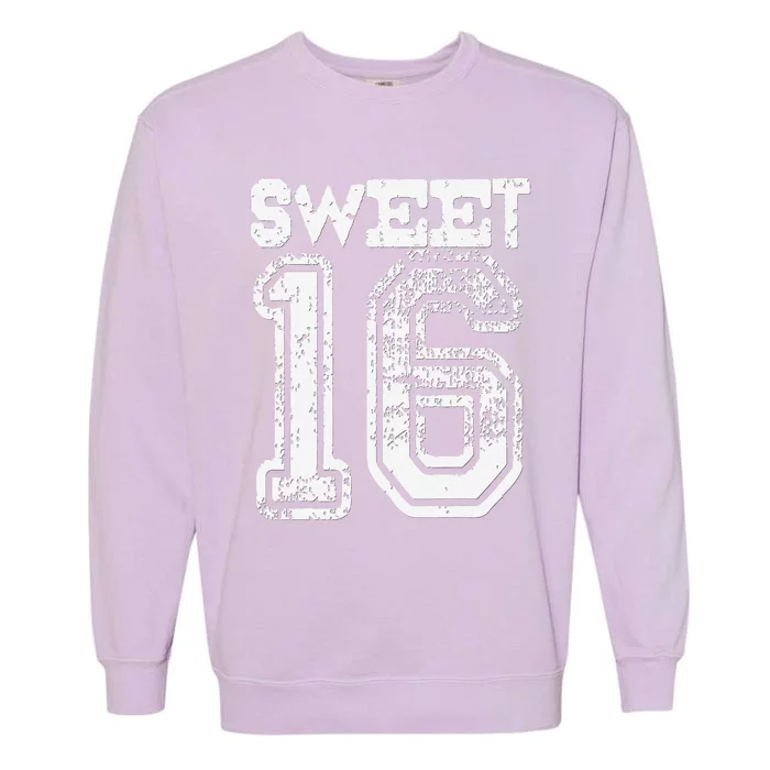 16th Birthday Gift Sweet Sixteen 16 Cracked Grunge Garment-Dyed Sweatshirt