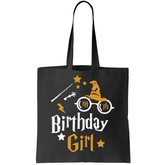 10th Birthday Girl Wizard Magic Bday To Celebrate Wizards Tote Bag