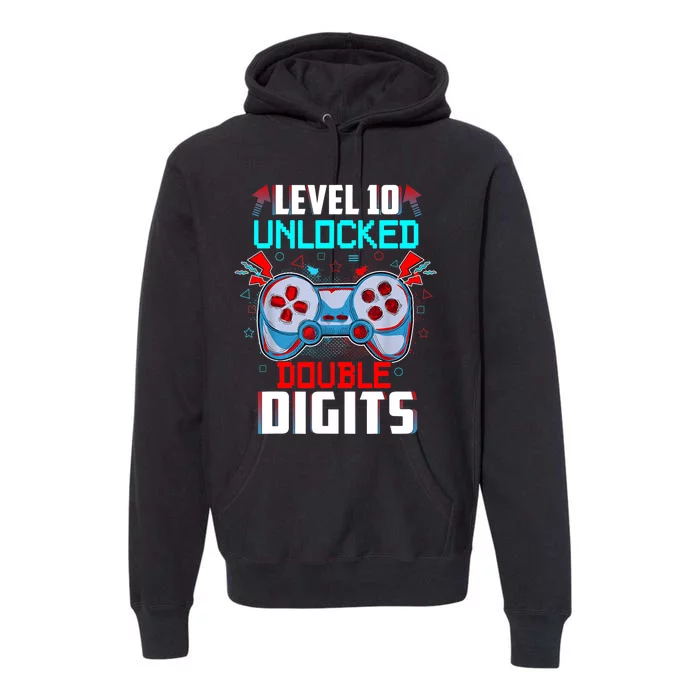 10th Birthday Gift For Boys Double Digits 10 Year Old Gifts Gamer Gift Premium Hoodie