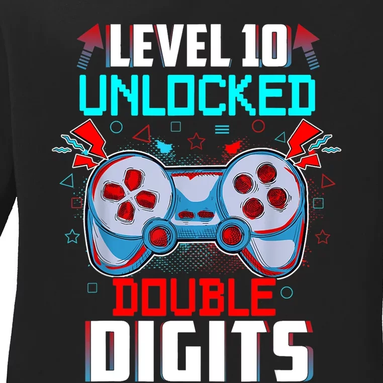 10th Birthday Gift For Boys Double Digits 10 Year Old Gifts Gamer Gift Ladies Long Sleeve Shirt