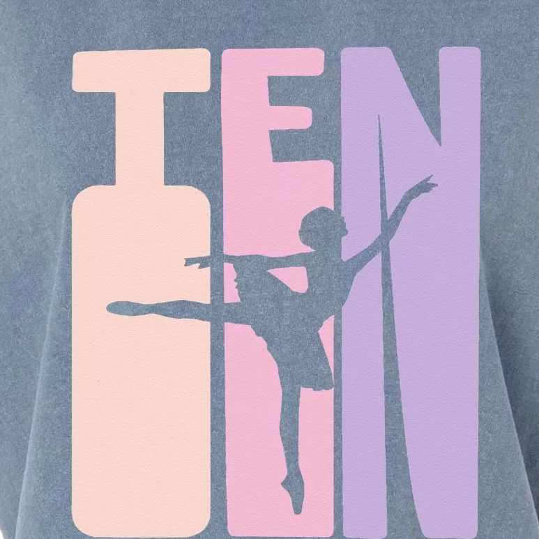 10th Birthday Gift Ballet Dancer 10 Years Old Ballerina Garment-Dyed Women's Muscle Tee