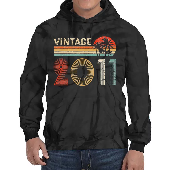 12th Birthday Gift Vintage 2011 Funny 12 Years Old Tie Dye Hoodie