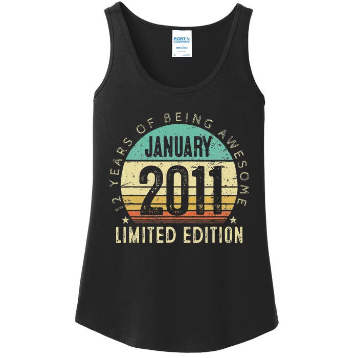 12th Birthday Gift Vintage January 2011 12 Years Old Ladies Essential Tank