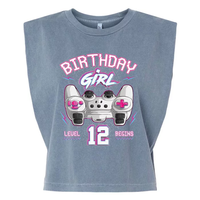 12Th Birthday  Gamer Level 12 Begins Video Games Girls Garment-Dyed Women's Muscle Tee