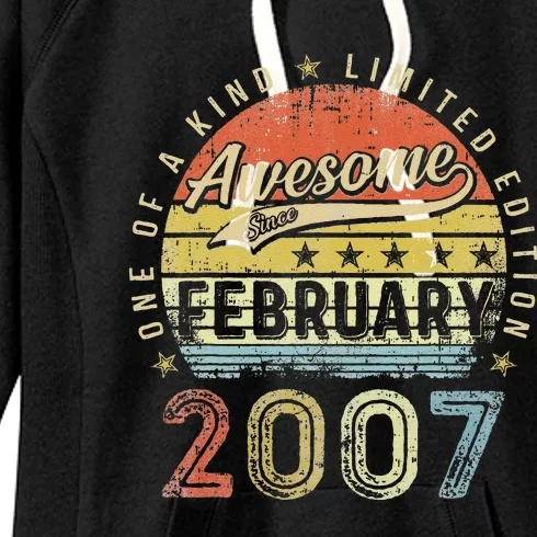 16th Birthday Gift Awesome Since February 2007 16 Year Old Cute Women's Fleece Hoodie