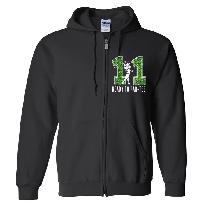 11th Birthday Golfer  Eleven Year Old Golf Player Full Zip Hoodie