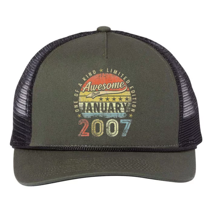 16th Birthday Gift Awesome Since January 2007 16 Year Old Cute Retro Rope Trucker Hat Cap