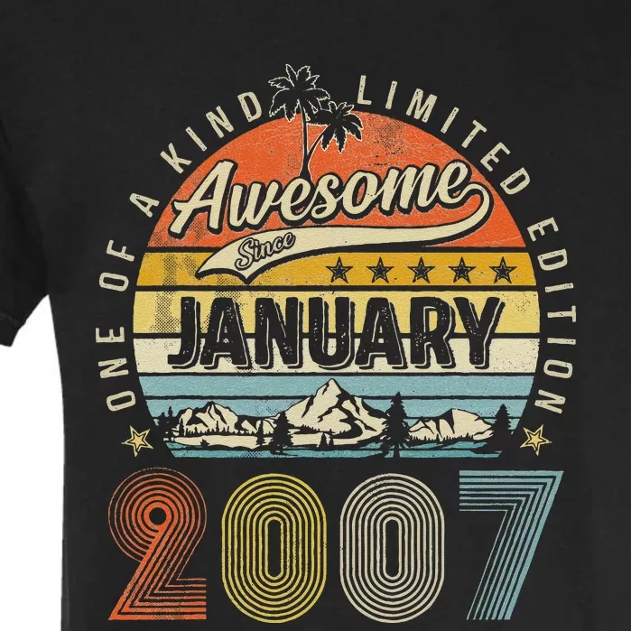 16th Birthday Gift Awesome Since January 2007 16 Year Old Garment-Dyed Heavyweight T-Shirt