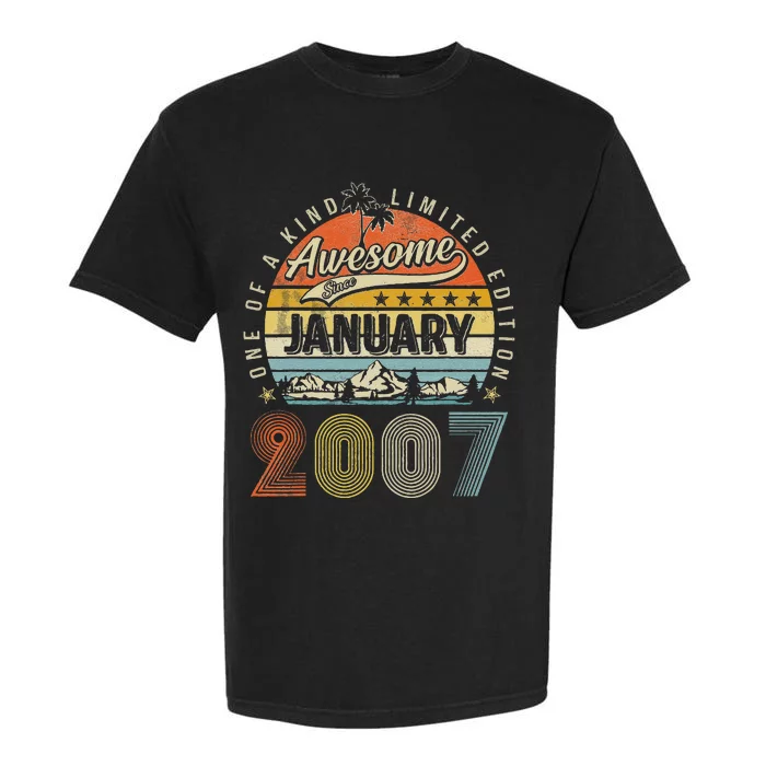 16th Birthday Gift Awesome Since January 2007 16 Year Old Garment-Dyed Heavyweight T-Shirt