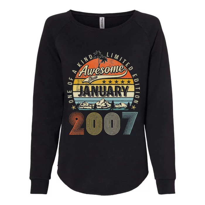 16th Birthday Gift Awesome Since January 2007 16 Year Old Womens California Wash Sweatshirt