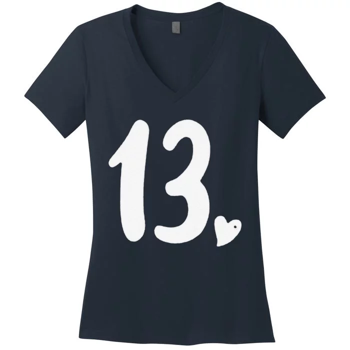 13th Birthday Heart Women's V-Neck T-Shirt