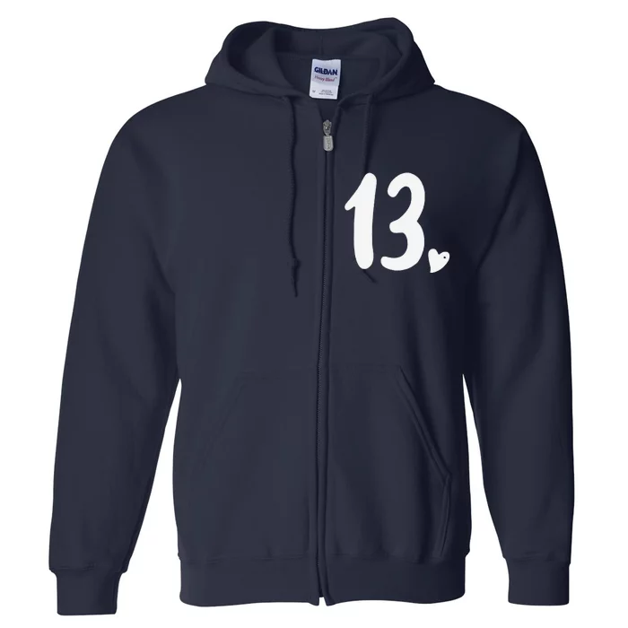 13th Birthday Heart Full Zip Hoodie