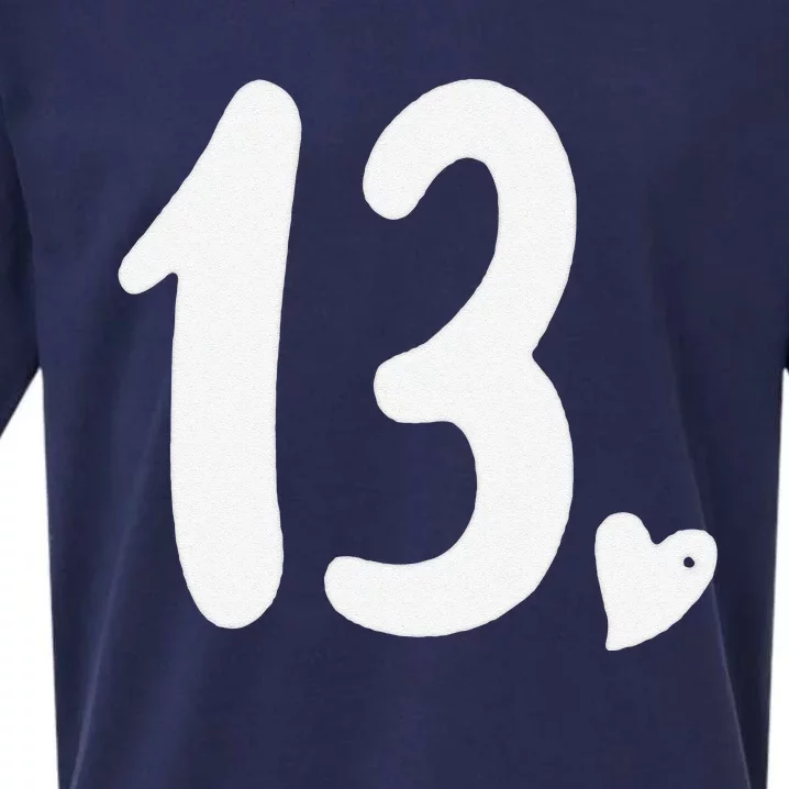 13th Birthday Heart Sueded Cloud Jersey T-Shirt