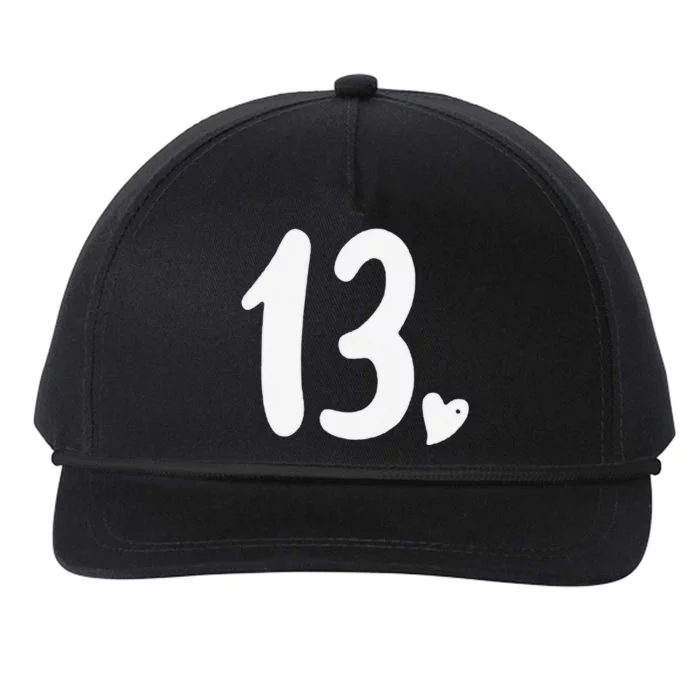 13th Birthday Heart Snapback Five-Panel Rope Hat