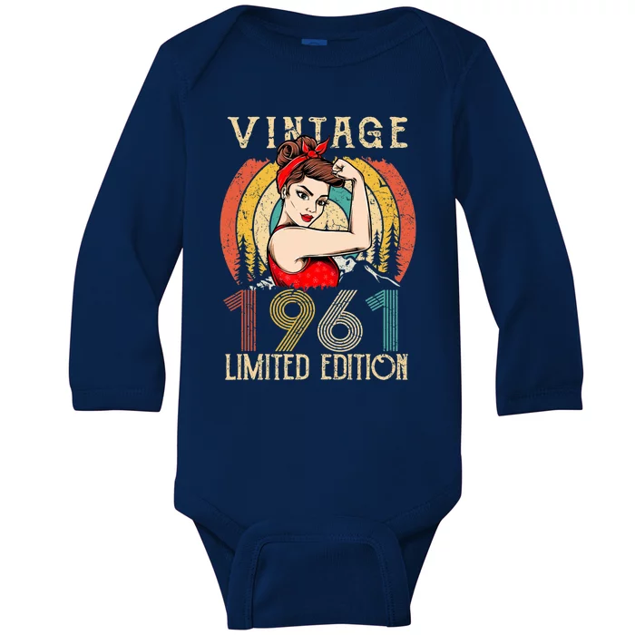 1961 birthday Ideas for wo, Awesome 62 Year Old Baby Long Sleeve Bodysuit