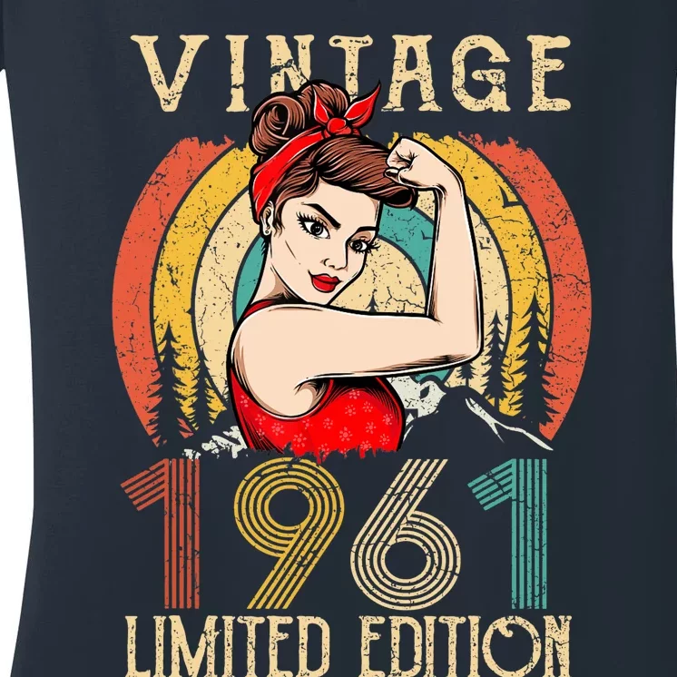 1961 birthday Ideas for wo, Awesome 62 Year Old Women's V-Neck T-Shirt