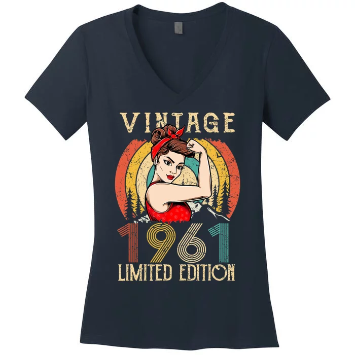 1961 birthday Ideas for wo, Awesome 62 Year Old Women's V-Neck T-Shirt