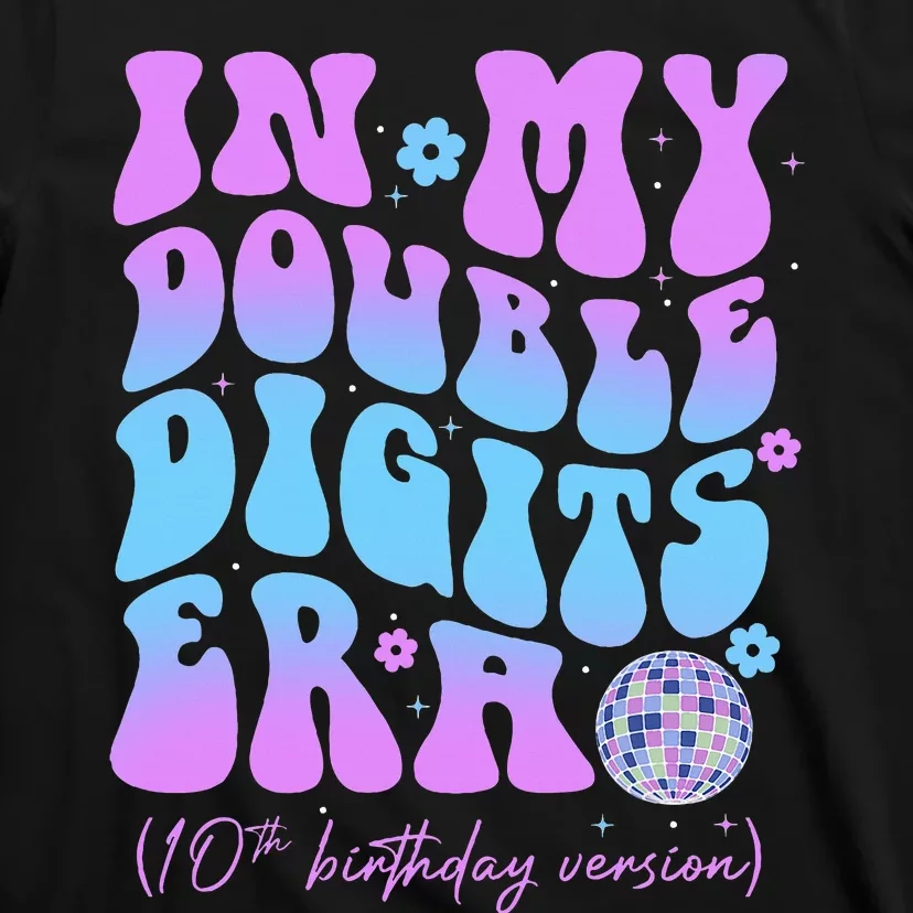 10th Birthday  In My Double Digits Era Groovy Retro T-Shirt