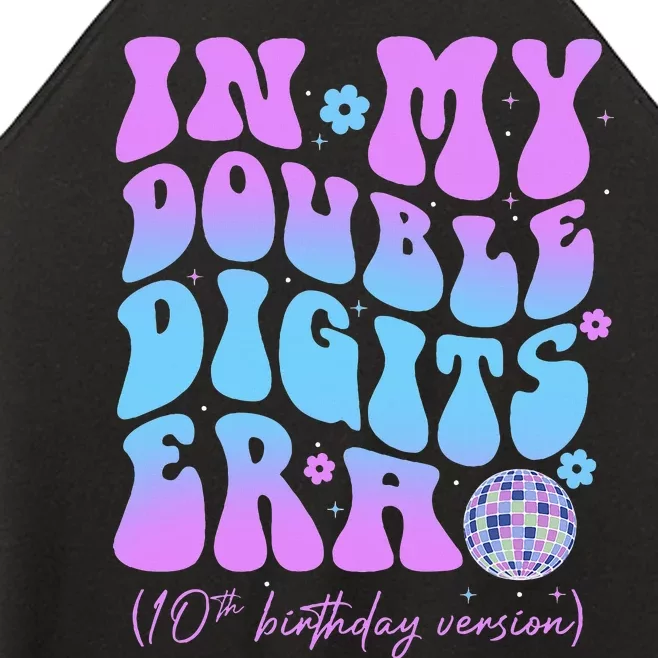 10th Birthday  In My Double Digits Era Groovy Retro Women’s Perfect Tri Rocker Tank