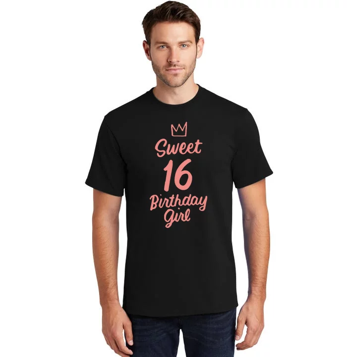 16th Birthday Idea N Sweet 16 Year Old Girl Tall T-Shirt