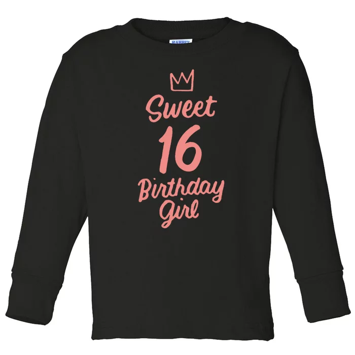 16th Birthday Idea N Sweet 16 Year Old Girl Toddler Long Sleeve Shirt