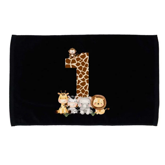 1st Birthday Jungle Animals Safari Giraffe Zebra Lion Wild Microfiber Hand Towel