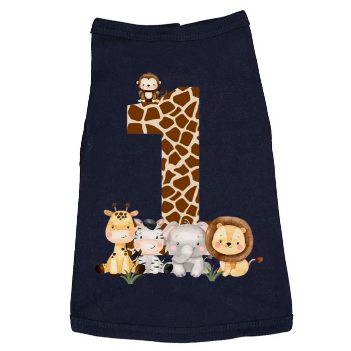 1st Birthday Jungle Animals Safari Giraffe Zebra Lion Wild Doggie Tank