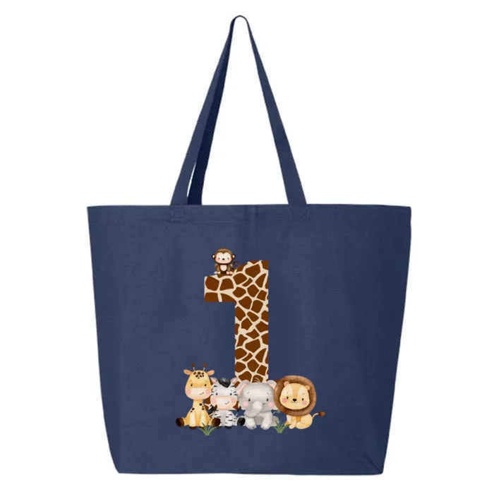 1st Birthday Jungle Animals Safari Giraffe Zebra Lion Wild 25L Jumbo Tote