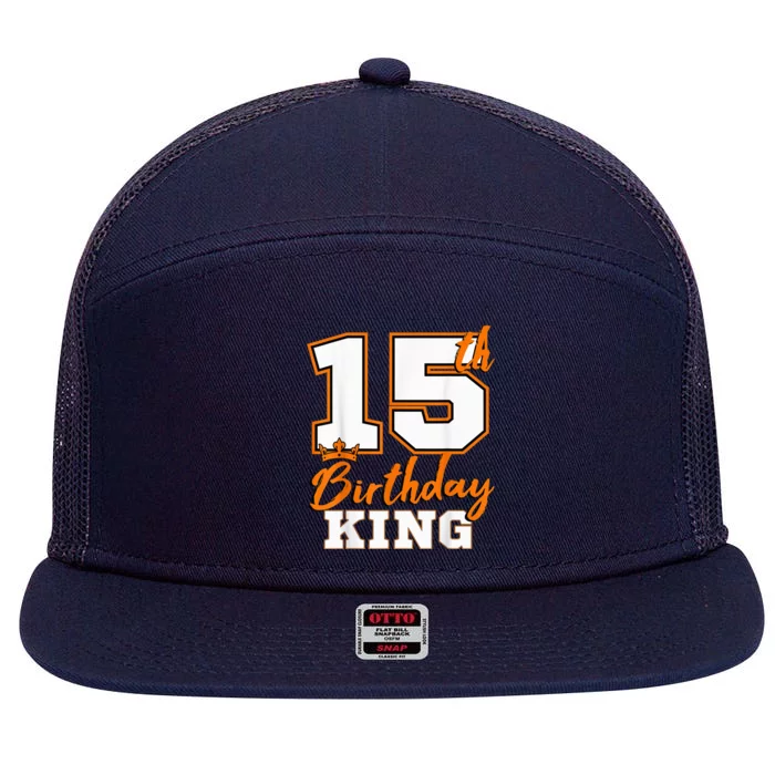 15th Birthday King Party Crown Bday Celebration 7 Panel Mesh Trucker Snapback Hat