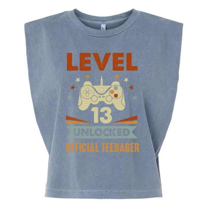 13th Birthday Level 13 Unlocked Teenager Garment-Dyed Women's Muscle Tee