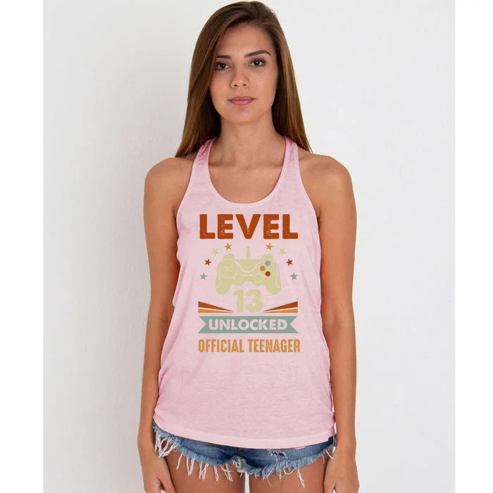 13th Birthday Level 13 Unlocked Teenager Women's Knotted Racerback Tank