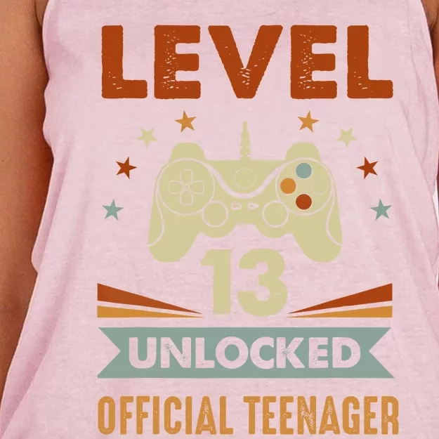 13th Birthday Level 13 Unlocked Teenager Women's Knotted Racerback Tank