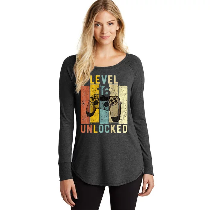 16Th Birthday Level 16 Unlocked Video Gamer Women's Perfect Tri Tunic Long Sleeve Shirt