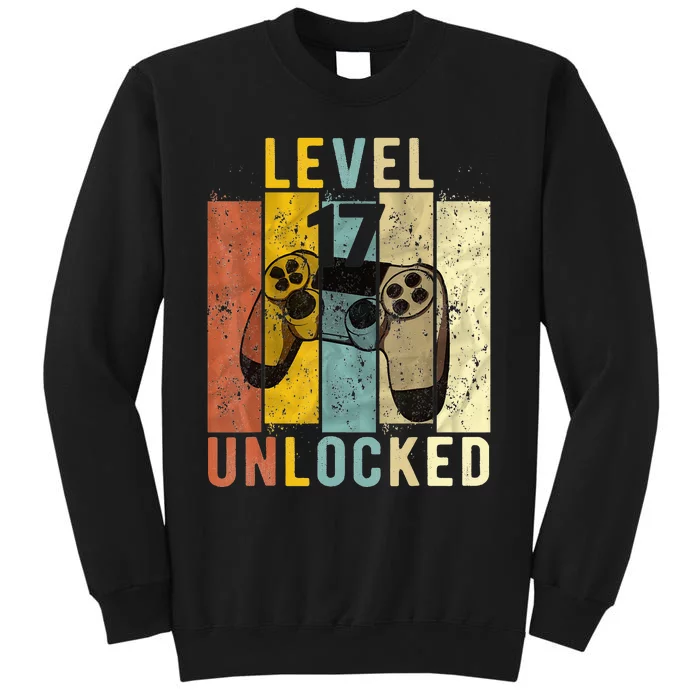 17Th Birthday Level 17 Unlocked Video Gamer Tall Sweatshirt