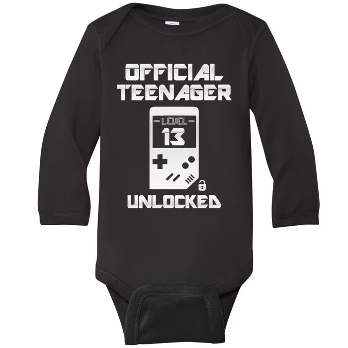 13th Birthday Level 13 Unlocked Baby Long Sleeve Bodysuit