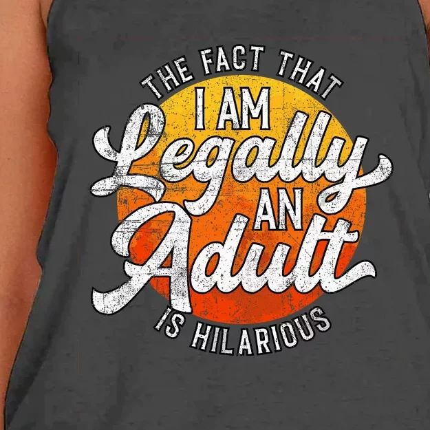 18th Birthday Legally Adult Funny Birthday Women's Knotted Racerback Tank